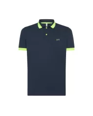 polo navy blue da uomo con dettagli big stripe fluo e logo | SUN68 polo navy blue da uomo con dettagli big stripe fluo e logo | SUN68