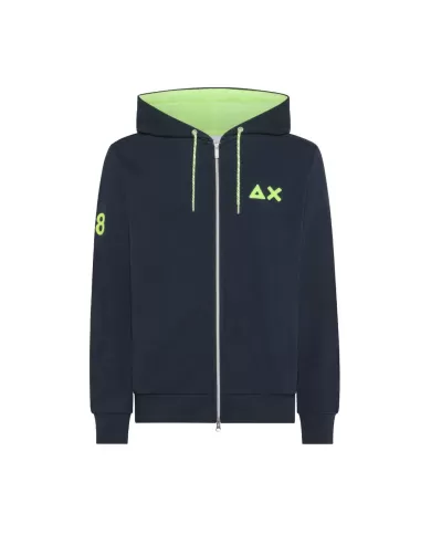 felpa verde scuro da uomo con dettagli e cappuccio logati | SUN68