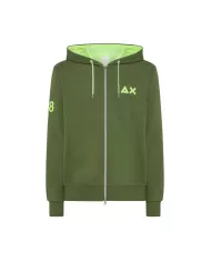 felpa verde scuro da uomo con dettagli e cappuccio logati | SUN68