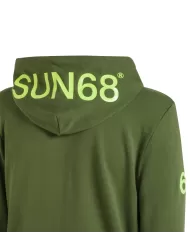 felpa verde scuro da uomo con dettagli e cappuccio logati | SUN68