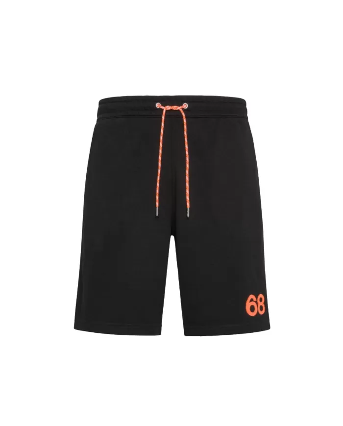 short nero da uomo con coulisse e dettagli in ricamo fluo | SUN68 short nero da uomo con coulisse e dettagli in ricamo fluo | SUN68