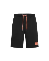 short nero da uomo con coulisse e dettagli in ricamo fluo | SUN68