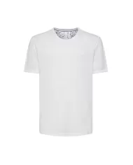 t-shirt bianco panna da uomo con logo ricamato avanti | SUN68