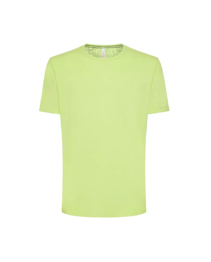 t-shirt lime da uomo con logo ricamato avanti | SUN68 t-shirt lime da uomo con logo ricamato avanti | SUN68