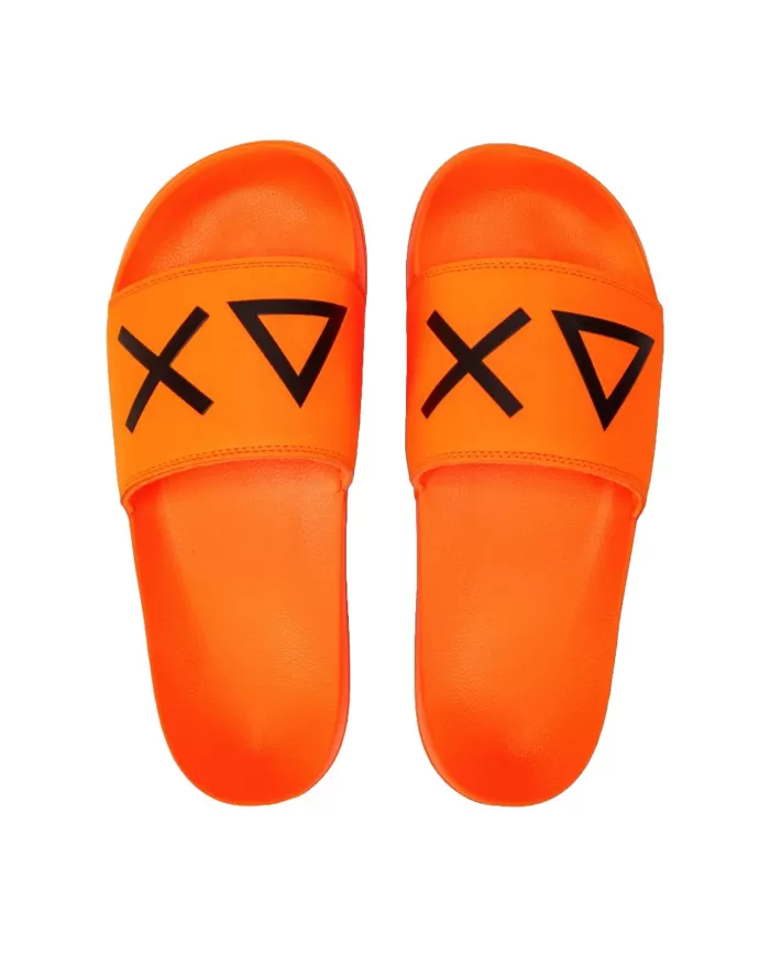 ciabatta arancio fluo da uomo con logo impresso e fascia fluo | SUN68 ciabatta arancio fluo da uomo con logo impresso e fascia fluo | SUN68