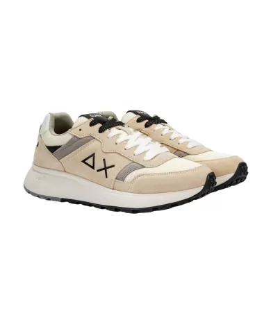 sneakers bianco panna da uomo con inserti in ecopelle | SUN68