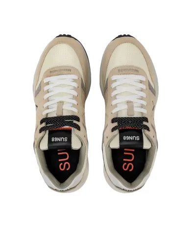 sneakers bianco panna da uomo con inserti in ecopelle | SUN68