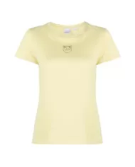 t-shirt gialla da donna con ricamo logato LOVE BIRDS | PINKO