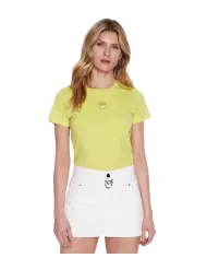 t-shirt gialla da donna con ricamo logato LOVE BIRDS | PINKO