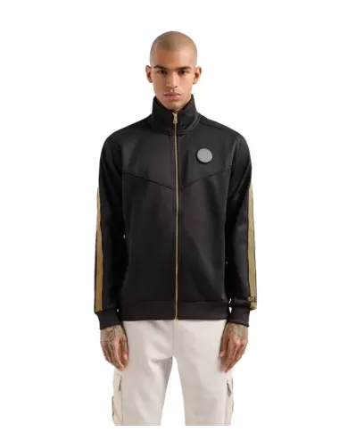 felpa nera da uomo con maxi ricamo e patch con logo olografico | EA7