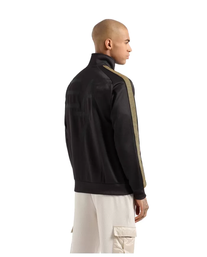 felpa nera da uomo con maxi ricamo e patch con logo olografico | EA7