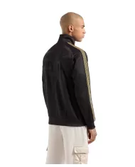 felpa nera da uomo con maxi ricamo e patch con logo olografico | EA7