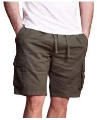 bermuda stile verde militare da uomo con coulisse regolabile | IMPURE