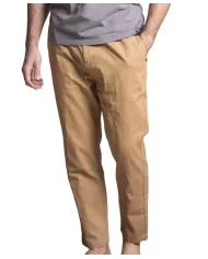 pantaloni beige da uomo in misto lino con coulisse interna | IMPURE