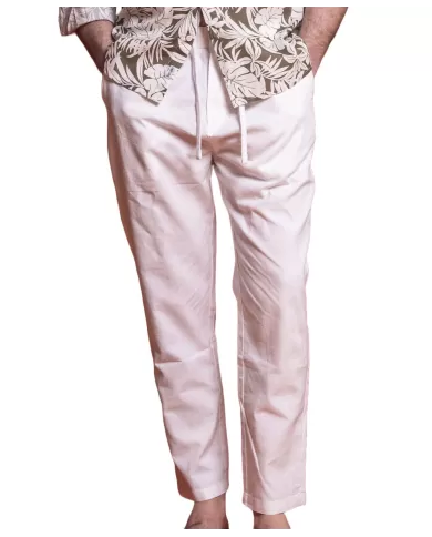 pantaloni bianchi da uomo in misto lino con coulisse interna | IMPURE pantaloni bianchi da uomo in misto lino con coulisse interna | IMPURE