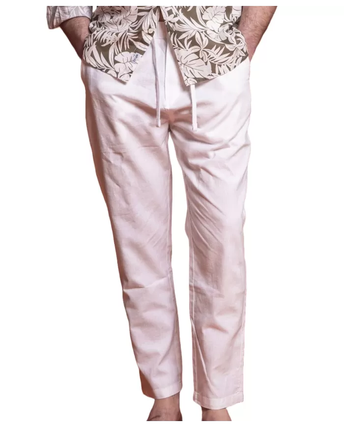 pantaloni bianchi da uomo in misto lino con coulisse interna | IMPURE pantaloni bianchi da uomo in misto lino con coulisse interna | IMPURE