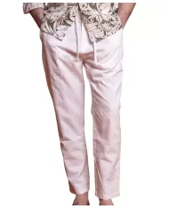 pantaloni bianchi da uomo in misto lino con coulisse interna | IMPURE