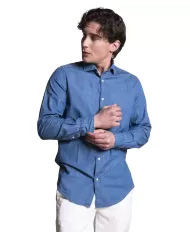 camicia slim Lt. blue da uomo in denim a tinta unita | IMPURE