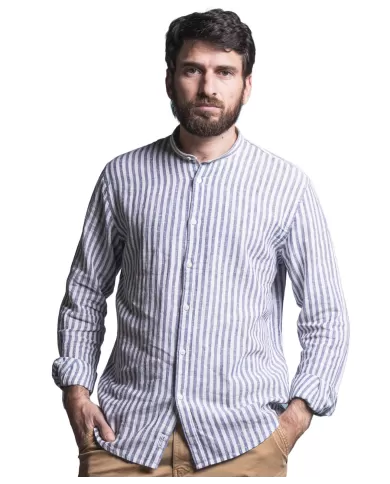 camicia navy da uomo con motivo rigato | IMPURE