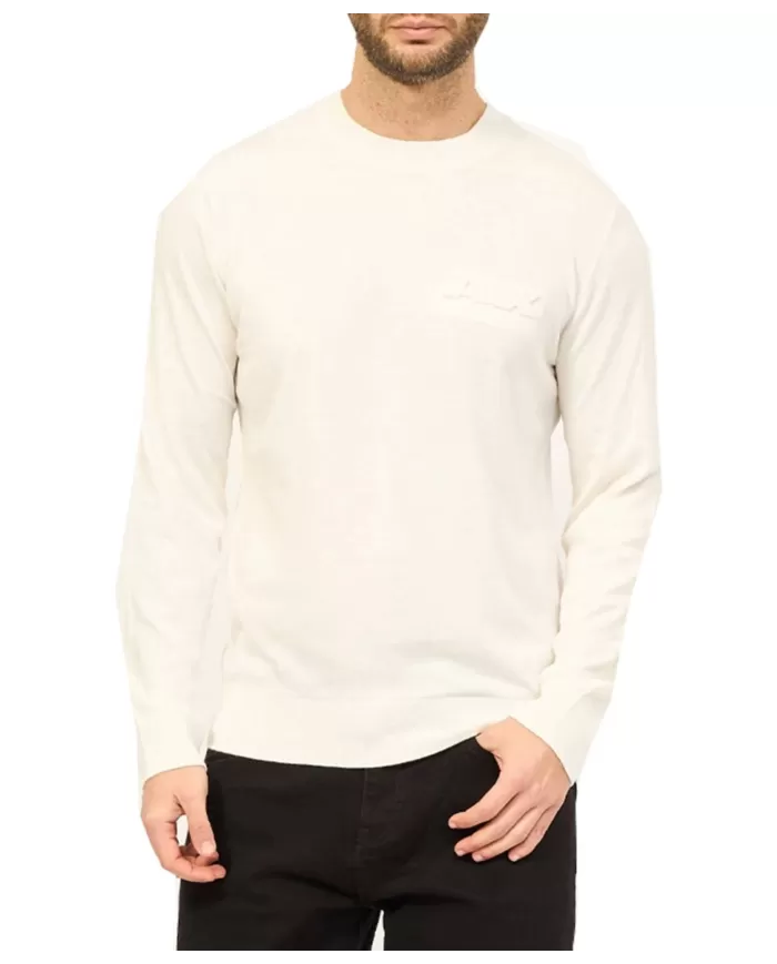 maglia off white da uomo con logo impresso e ricamo | ARMANI EXCHANGE maglia off white da uomo con logo impresso e ricamo | ARMANI EXCHANGE