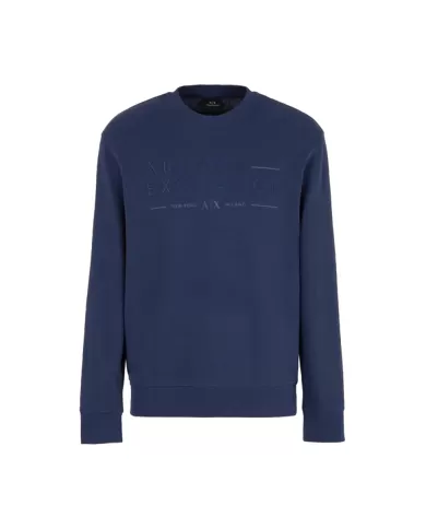 felpa navy blazer da uomo con ricamo logato | ARMANI EXCHANGE