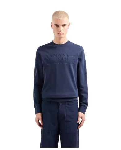 felpa navy blazer da uomo con ricamo logato | ARMANI EXCHANGE