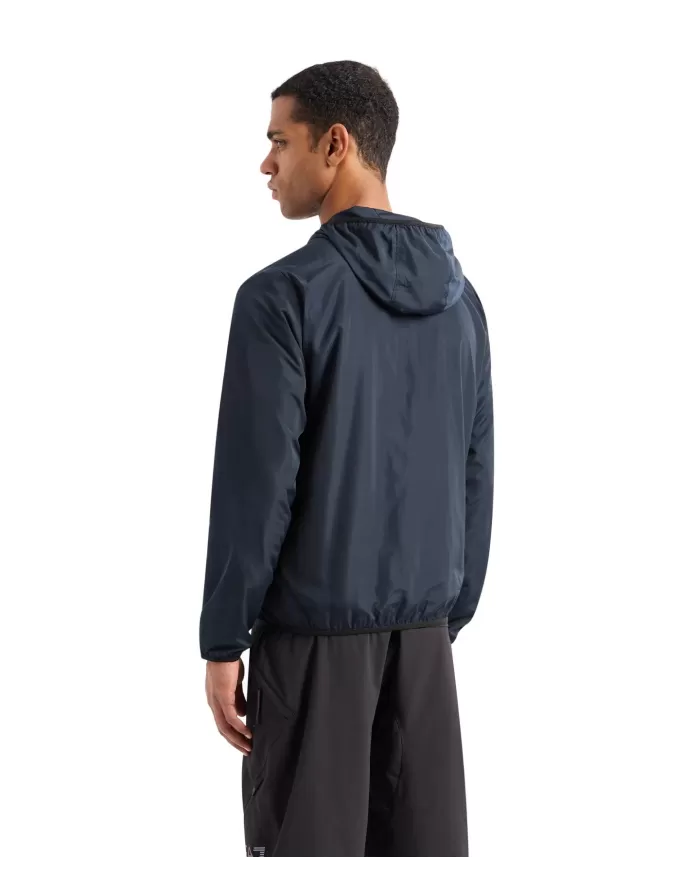 giubbino night blue waterproof con cappuccio da uomo con logo | EA7