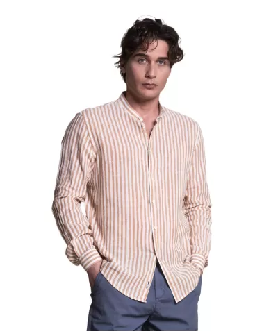camicia rust da uomo con motivo rigato | IMPURE