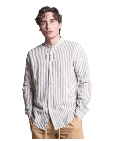 camicia verde militare da uomo con motivo rigato | IMPURE