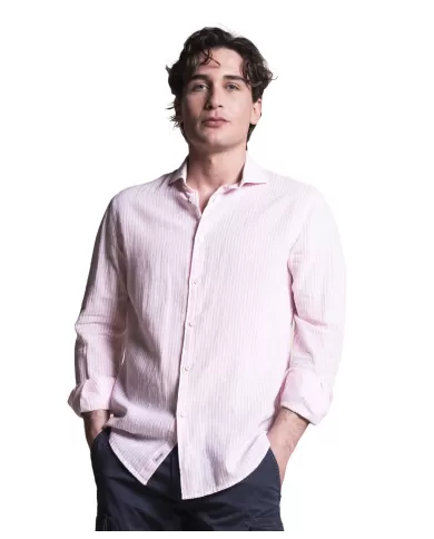 camicia pink stripe da uomo con motivo rigato | IMPURE