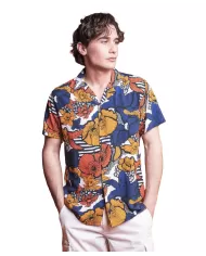 camicia da bowling multicolor da uomo con fantasia hawaiana | IMPURE