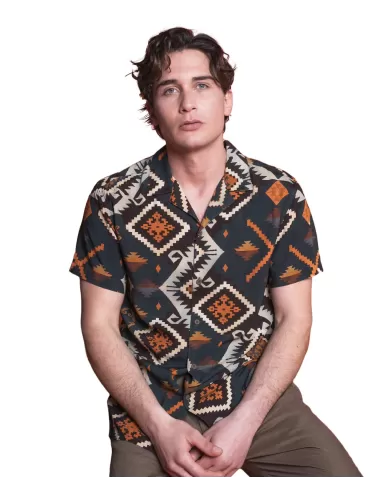 camicia da bowling verde da uomo con fantasia hawaiana | IMPURE camicia da bowling verde da uomo con fantasia hawaiana | IMPURE