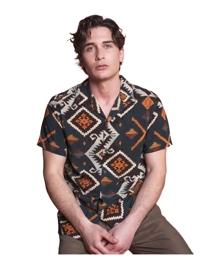 camicia da bowling verde da uomo con fantasia hawaiana | IMPURE camicia da bowling verde da uomo con fantasia hawaiana | IMPURE