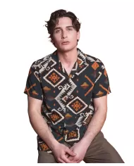 camicia da bowling verde da uomo con fantasia hawaiana | IMPURE