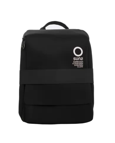 zaino nero da uomo con ZIP ANTISCIPPO e STAMPA LOGATA avanti | SUNS