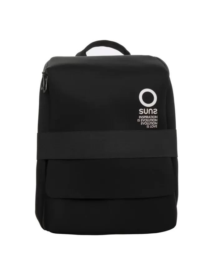 zaino nero da uomo con ZIP ANTISCIPPO e STAMPA LOGATA avanti | SUNS zaino nero da uomo con ZIP ANTISCIPPO e STAMPA LOGATA avanti | SUNS