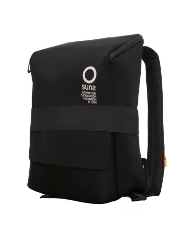 zaino nero da uomo con ZIP ANTISCIPPO e STAMPA LOGATA avanti | SUNS
