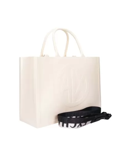 borsa shopping off white da donna con LOGO PRESSATO | ARMANI EXCHANGE