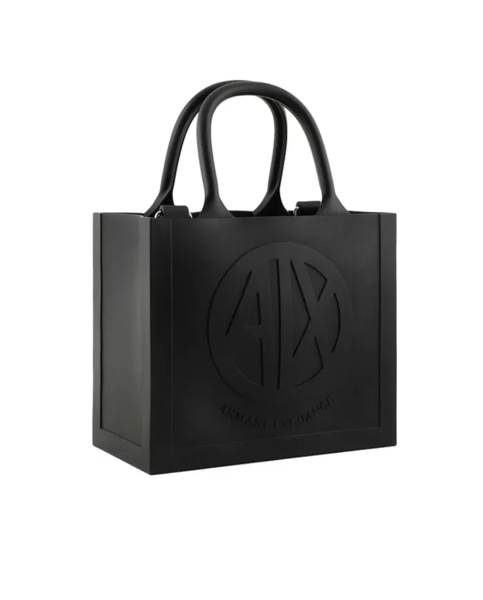 borsa shopping nera da donna con LOGO PRESSATO ARMANI EXCHANGE