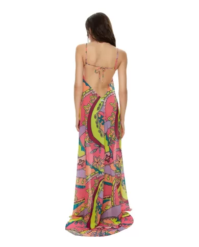 abito lungo rosa da donna con fantasia floreale | ME FUI abito lungo rosa da donna con fantasia floreale | ME FUI