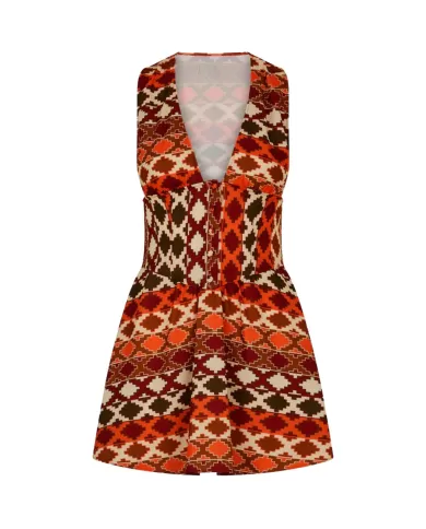 ME FUI Abito Donna MF23-0336X1 P-EM PL corto con fantasia geometrica e chiusura a bottoni 01 MILITARE ME FUI Abito Donna MF23-0336X1 P-EM PL corto con fantasia geometrica e chiusura a bottoni 01 MILITARE