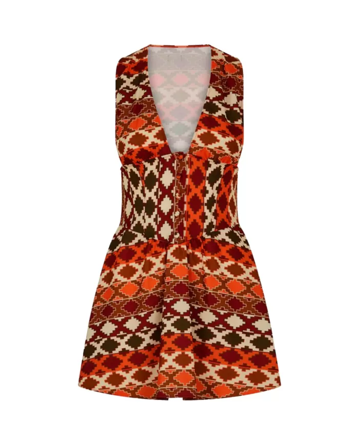ME FUI Abito Donna MF23-0336X1 P-EM PL corto con fantasia geometrica e chiusura a bottoni 01 MILITARE ME FUI Abito Donna MF23-0336X1 P-EM PL corto con fantasia geometrica e chiusura a bottoni 01 MILITARE