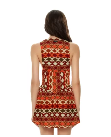 ME FUI Abito Donna MF23-0336X1 P-EM PL corto con fantasia geometrica e chiusura a bottoni 01 MILITARE ME FUI Abito Donna MF23-0336X1 P-EM PL corto con fantasia geometrica e chiusura a bottoni 01 MILITARE