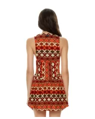 ME FUI Abito Donna MF23-0336X1 P-EM PL corto con fantasia geometrica e chiusura a bottoni 01 MILITARE ME FUI Abito Donna MF23-0336X1 P-EM PL corto con fantasia geometrica e chiusura a bottoni 01 MILITARE