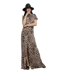 abito lungo maculato da donna con fantasia leopardata | ME FUI abito lungo maculato da donna con fantasia leopardata | ME FUI