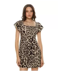 abito corto maculato da donna con fantasia leopardata | ME FUI abito corto maculato da donna con fantasia leopardata | ME FUI