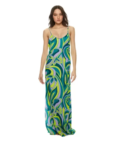 abito lungo lilla da donna con fantasia floreale | ME FUI abito lungo lilla da donna con fantasia floreale | ME FUI