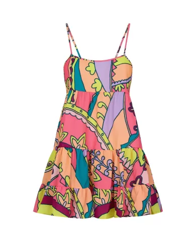 abito corto rosa da donna con fantasia floreale | ME FUI abito corto rosa da donna con fantasia floreale | ME FUI