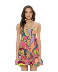 abito corto rosa da donna con fantasia floreale | ME FUI abito corto rosa da donna con fantasia floreale | ME FUI