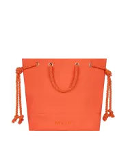 borsa mare arancio da donna con dettagli floreali e logo | ME FUI